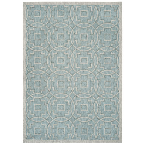 Bloomsbury Market Mcdaniel Hooked Aqua/Grey Indoor/Outdoor Rug & Reviews Wayfair.co.uk